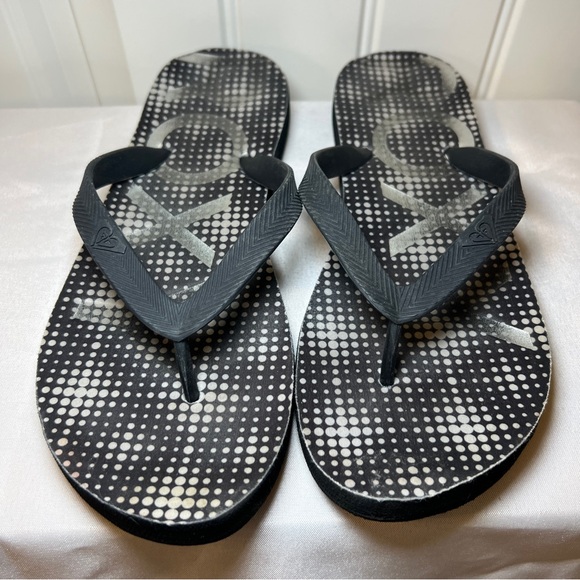 Roxy Playa Black and White Flip flops Women’s Size 8/9 - Picture 3 of 12